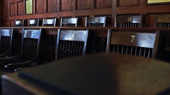 jury box courtroom Shutterstock_1132288550